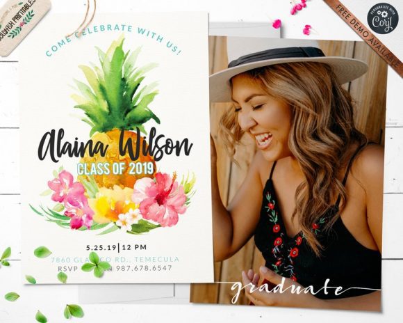 Luau Graduation Party Invitation