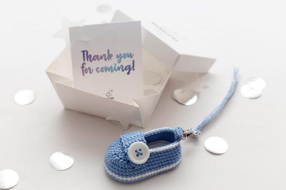 Blue Bootie Keychain Baby Shower Party Favor