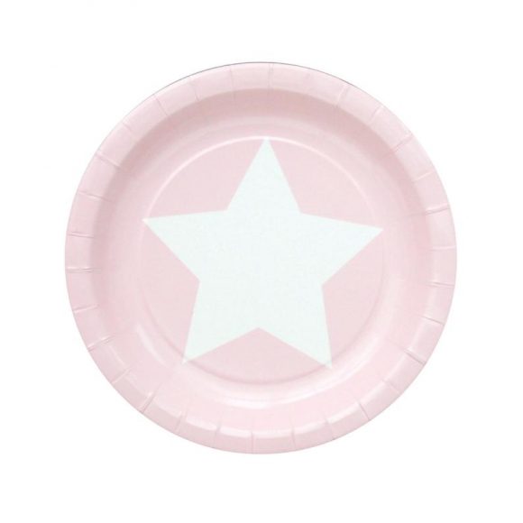 Pink Paper Plates with White Stars
