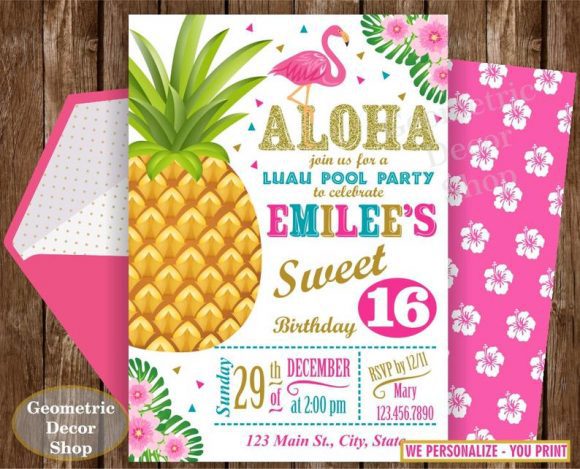 Luau Sweet 16 Party Invitation