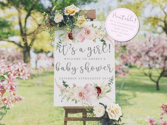 Floral Baby Shower Welcome Sign