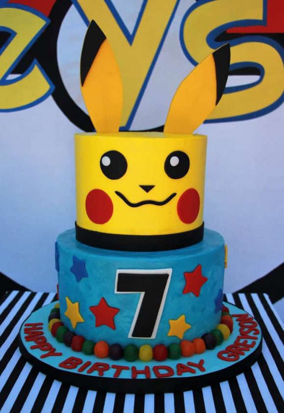 Pikachu tiered birthday cake