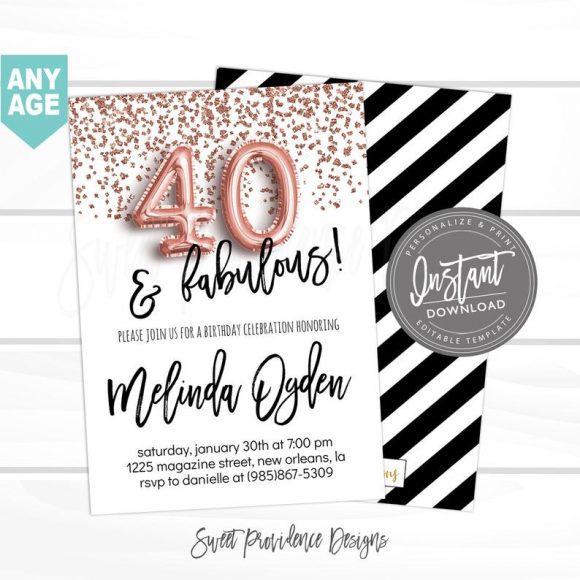40 and Fabulous Birthday Party Invitation