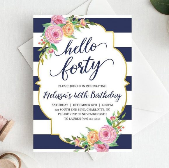 Kate Spade 40th Birthday Party Invitation