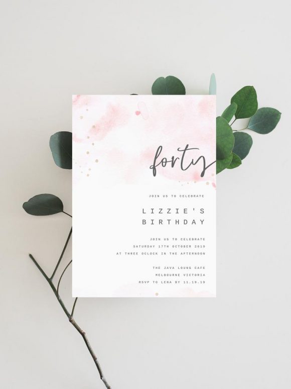 Minimalist 40th Birthday Party Invitation