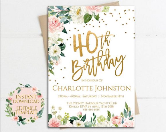 Rustic 40th Birthday Party Invitation