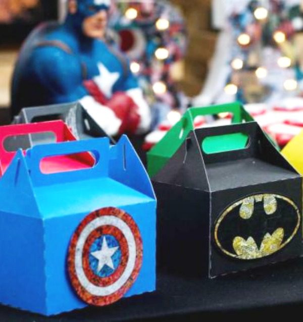 Superhero party favor boxes
