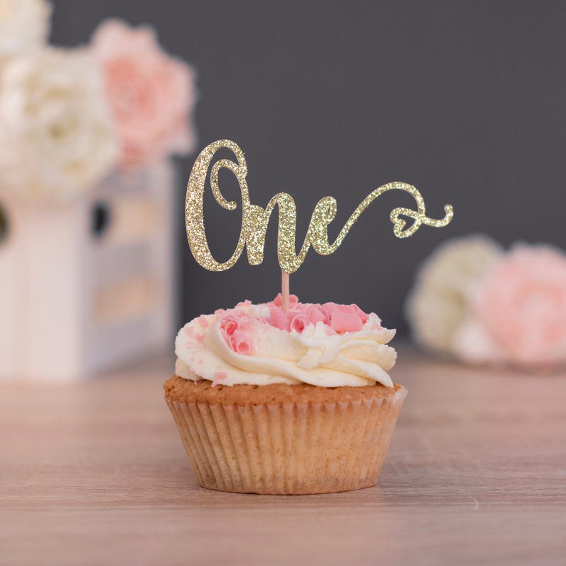 Glitter 'One' Cupcake Toppers