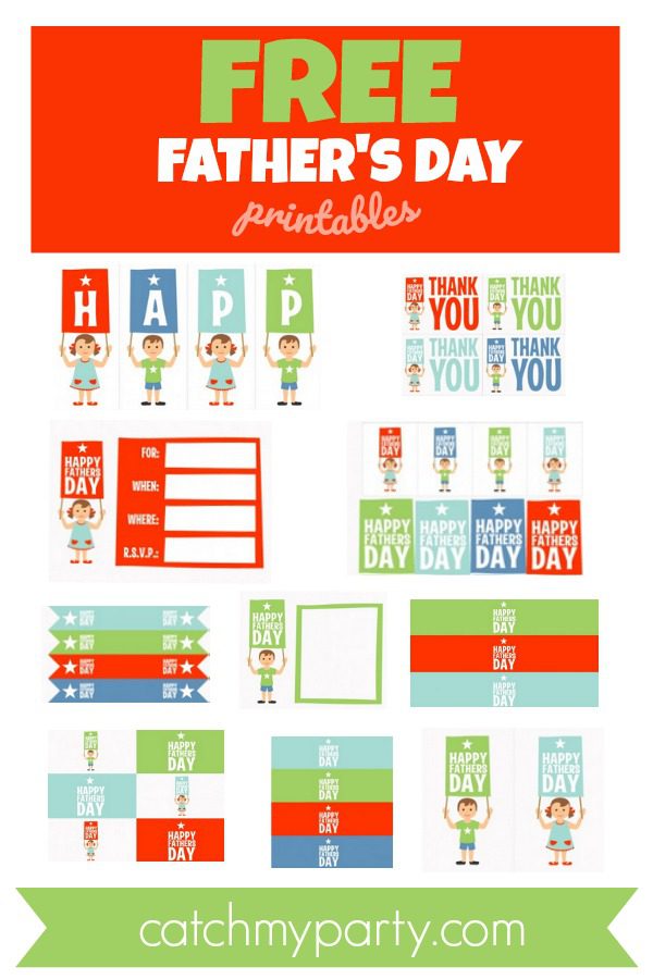 Collage of the FREE Father's Day printables