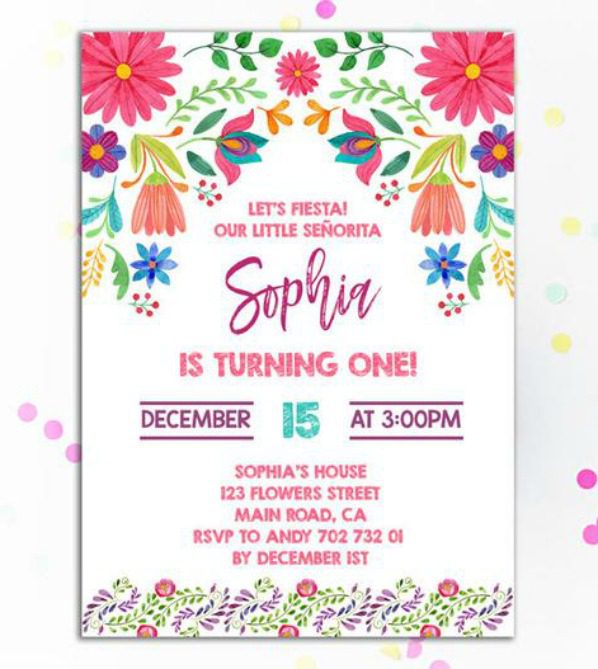 Fiesta 1st Birthday Party Invitation