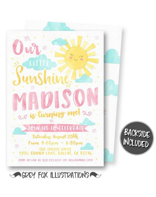 Summer 1st Birthday Party Invitation