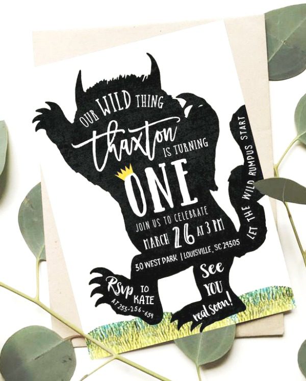 Where the Wild Things Are 1st Birthday Party Invitation