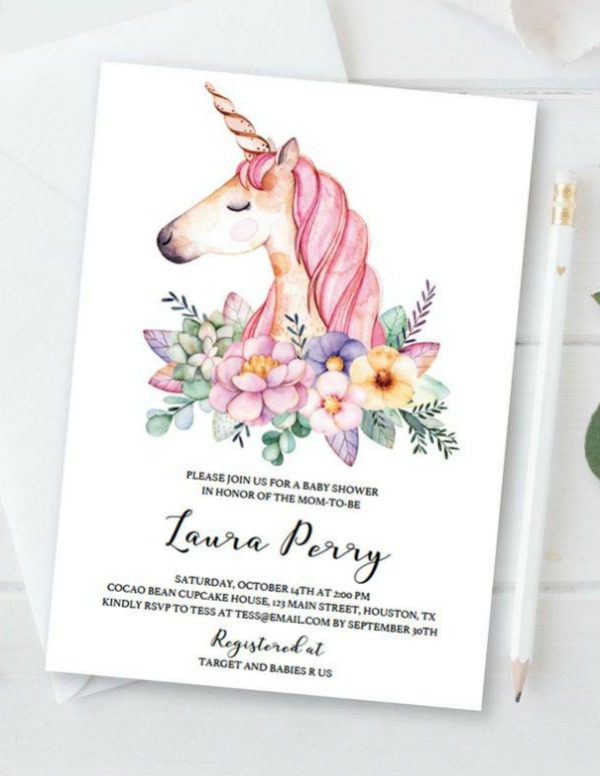 Unicorn Baby Shower Invitation