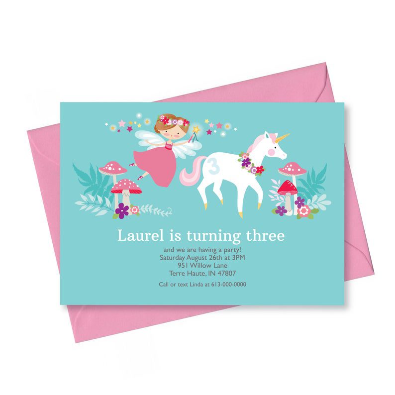 Fairy and Unicorn Birthday Party Invitation