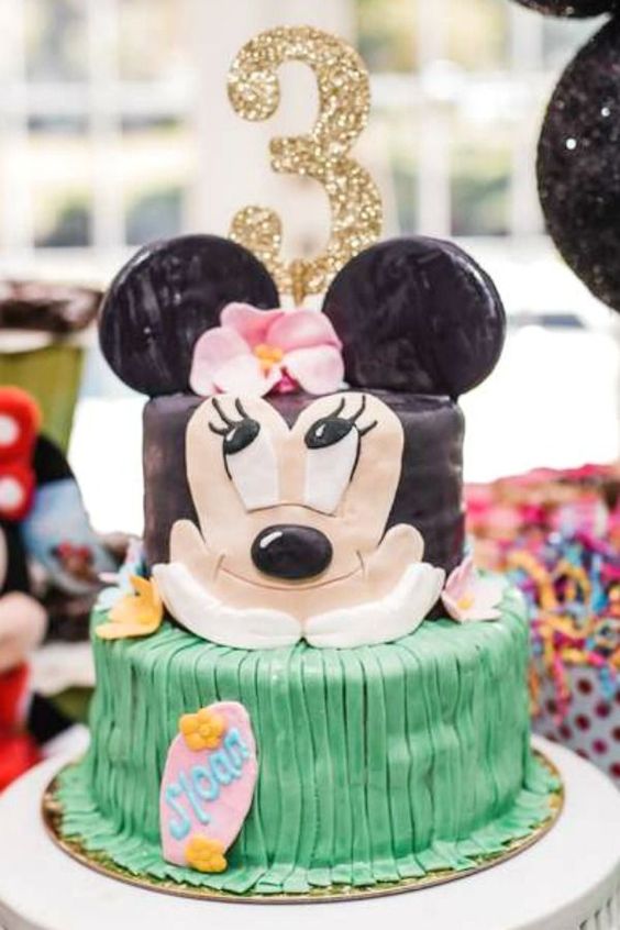 Minnie Mouse Luau Birthday Cake
