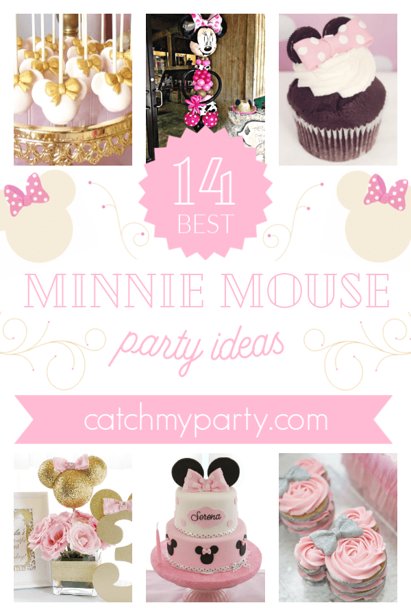 Collage of Minnie Mouse party ideas from CatchMyParty.com