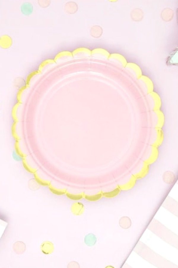 Pink and Gold Rimmed Princess Paper Plates