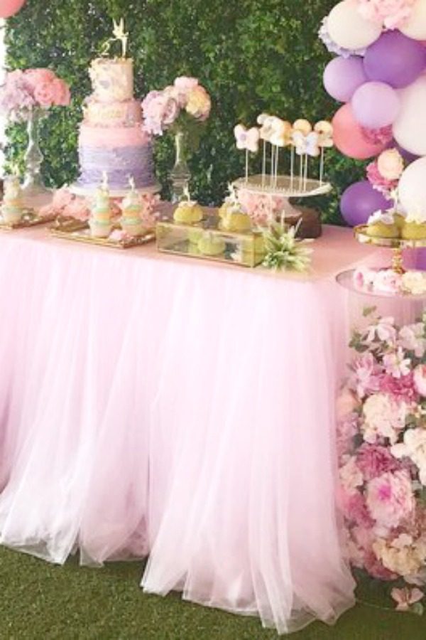 Pink Tulle Table Skirt