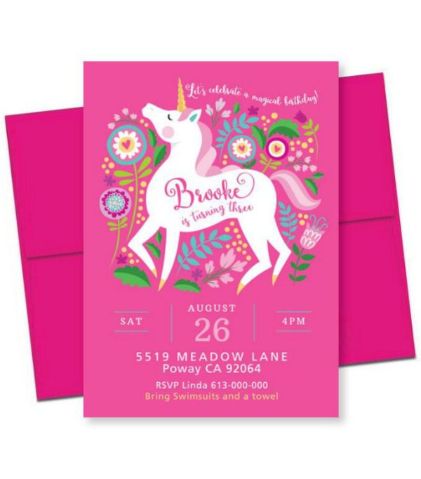 Bright Pink Birthday Party Invitation