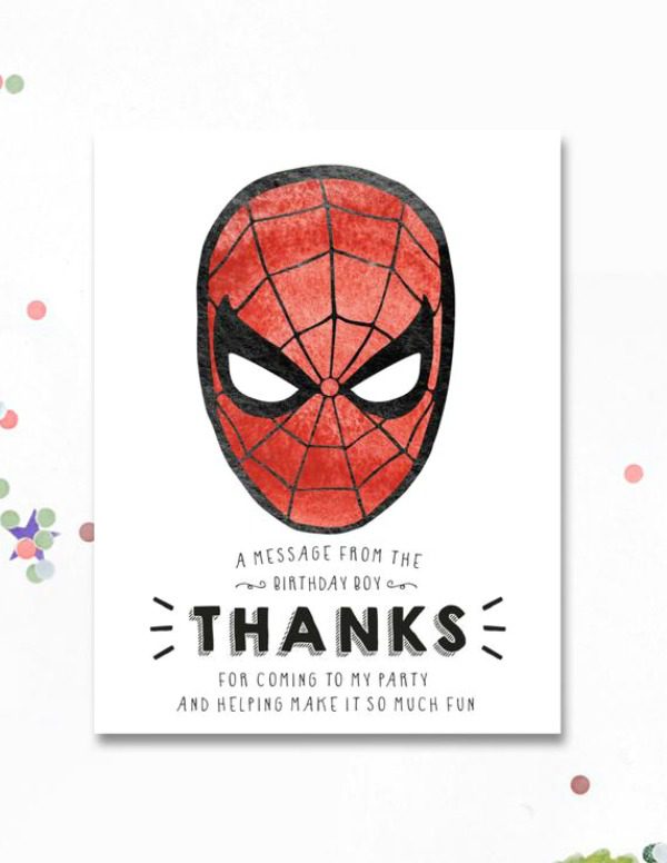 Illustrated Spiderman Party Favor Tag