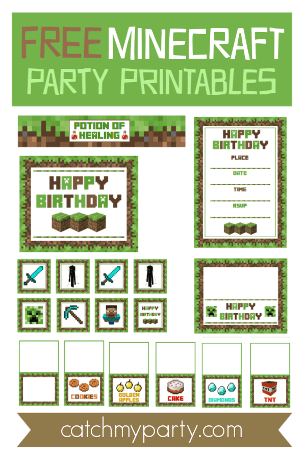 Free Minecraft Party Printables | CatchMyParty.com
