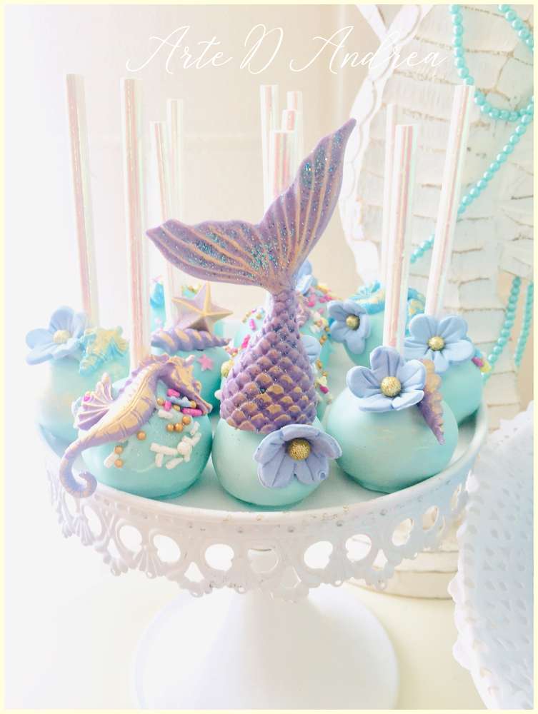 Mermaid inspired cake pops