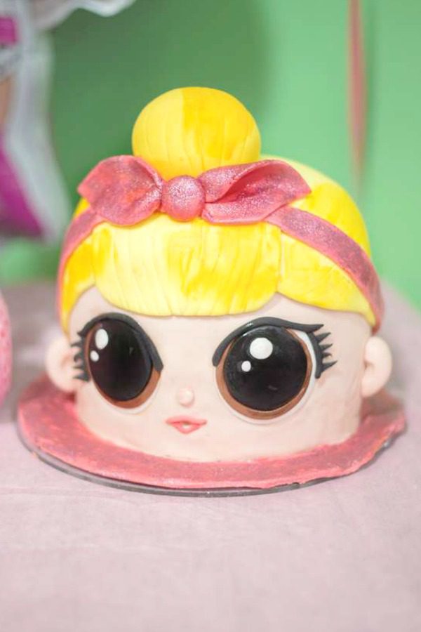 Pretty LOL Surprise Doll Head Birthday Cake