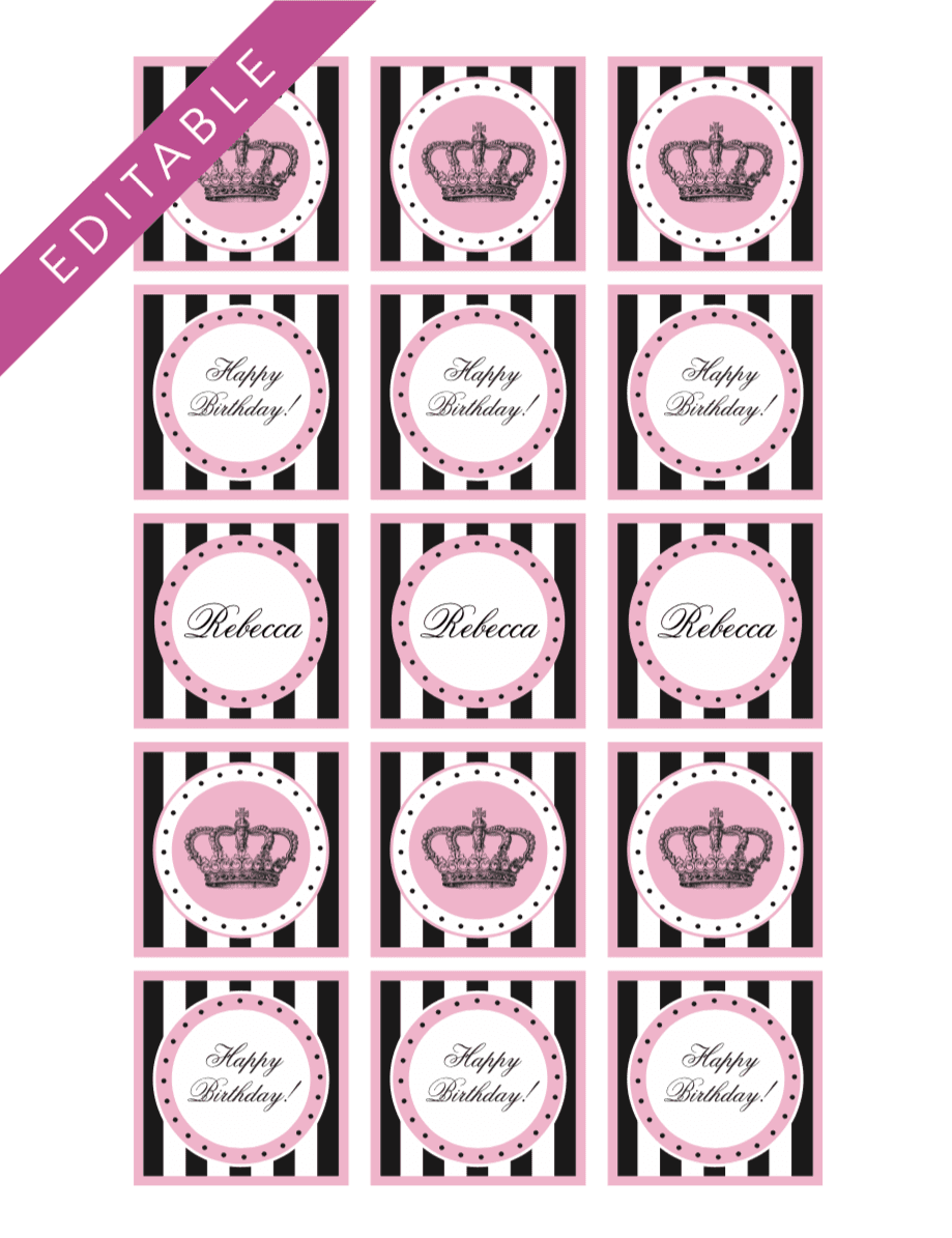 Free Editable Princess Party Printables - Amazing Princess Cupcake Toppers