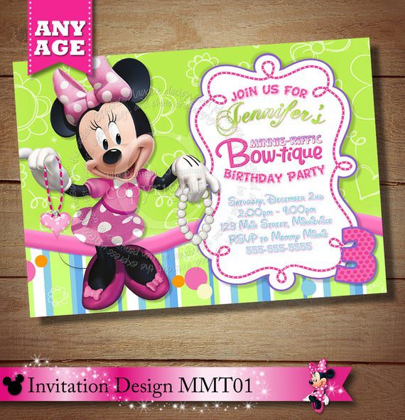 Minnie Mouse Bowtique Party Invitation