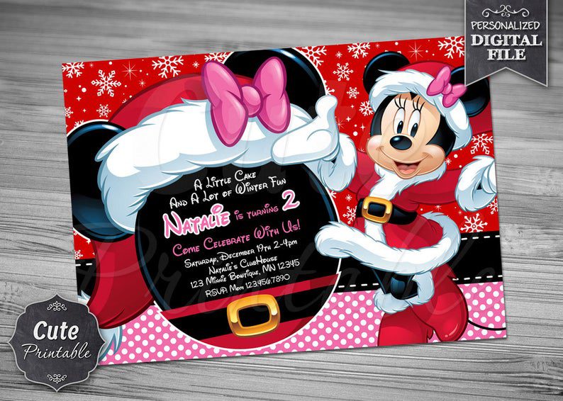 Minnie Mouse Christmas Party Invitation