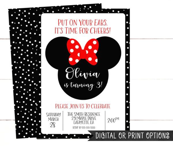Classic Minnie Mouse Party Invitation