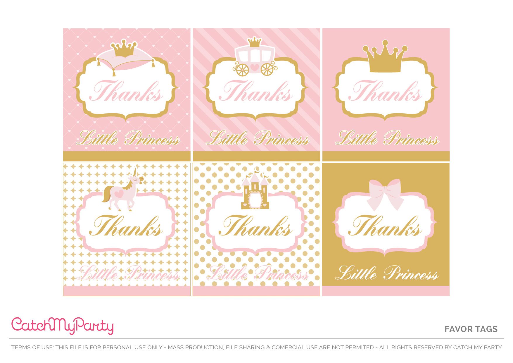 Little Princess Party Favor Tags