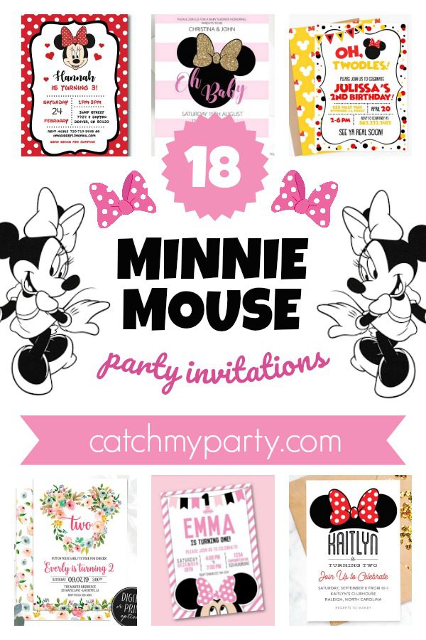 Collage of the 18 Most Gorgeous Minnie Mouse Party Invitations!