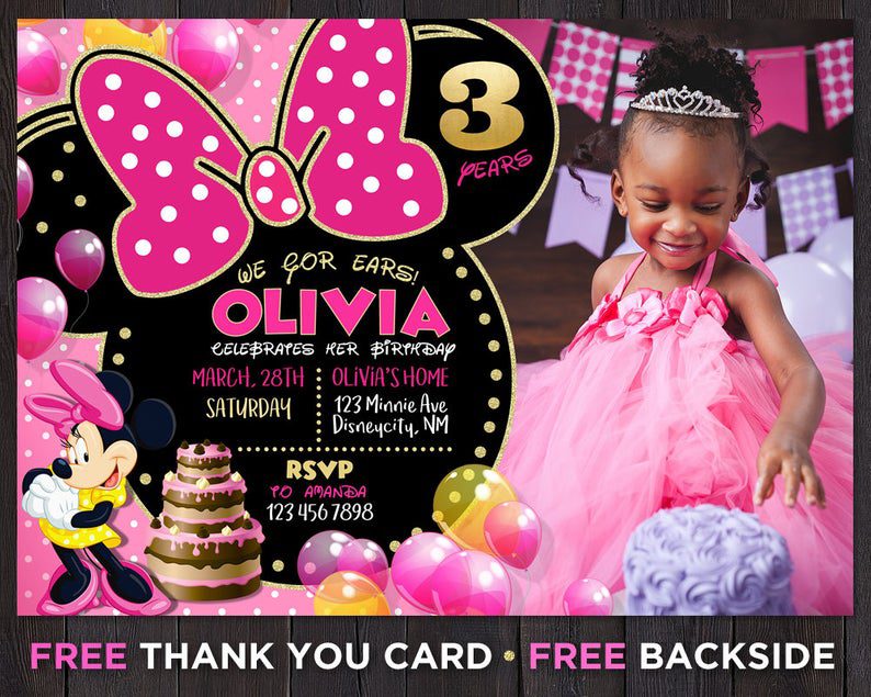 Minnie Mouse Photo Party Invitation