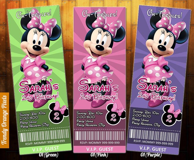 Minnie Mouse Ticket Party Invitation