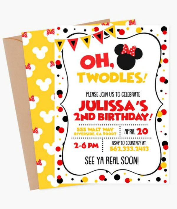 Minnie Mouse Twodles Party Invitation