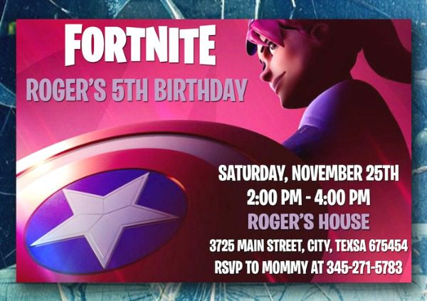 Fortnite Avengers Birthday Party Invitation