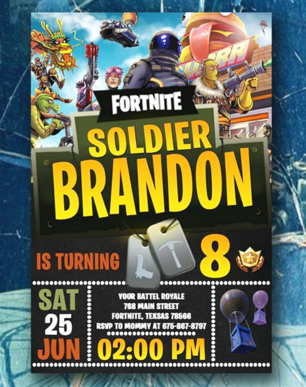 Fortnite Soldier Party Invitation