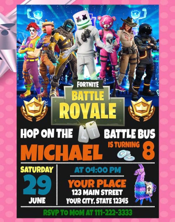 Fortnite Battle Royale Party Invitation