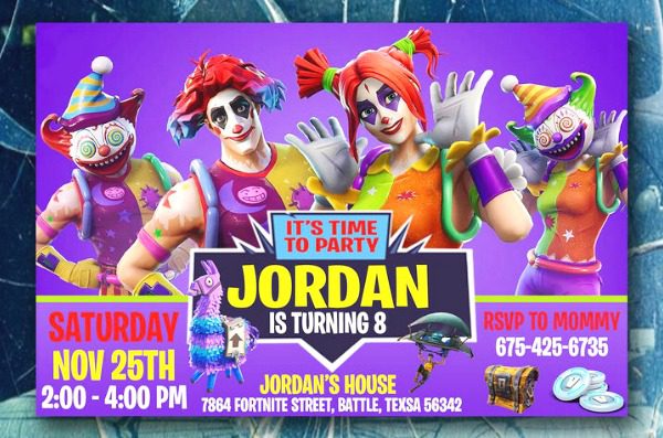 Fortnite Clown Party Invitation 