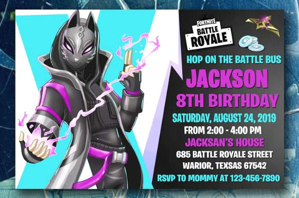 Fortnite Catalyst Birthday Party Invitation