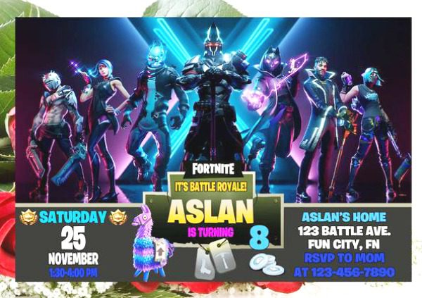 Fortnite Season X Birthday Party Invitation