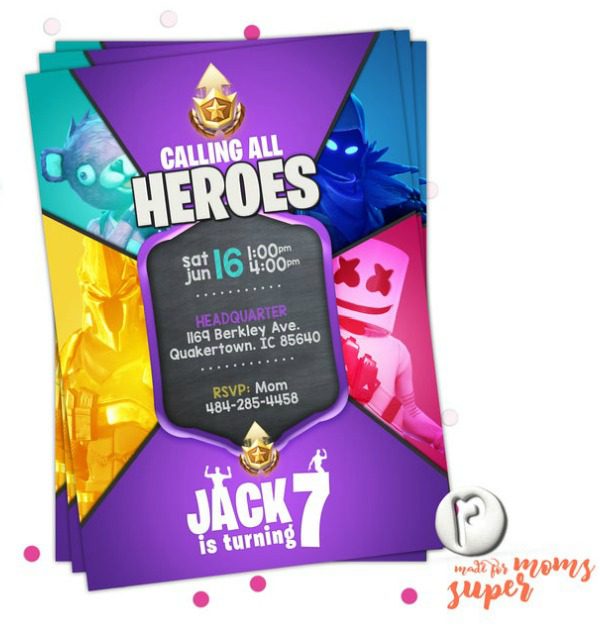 Fortnite Heroes Party Invitation
