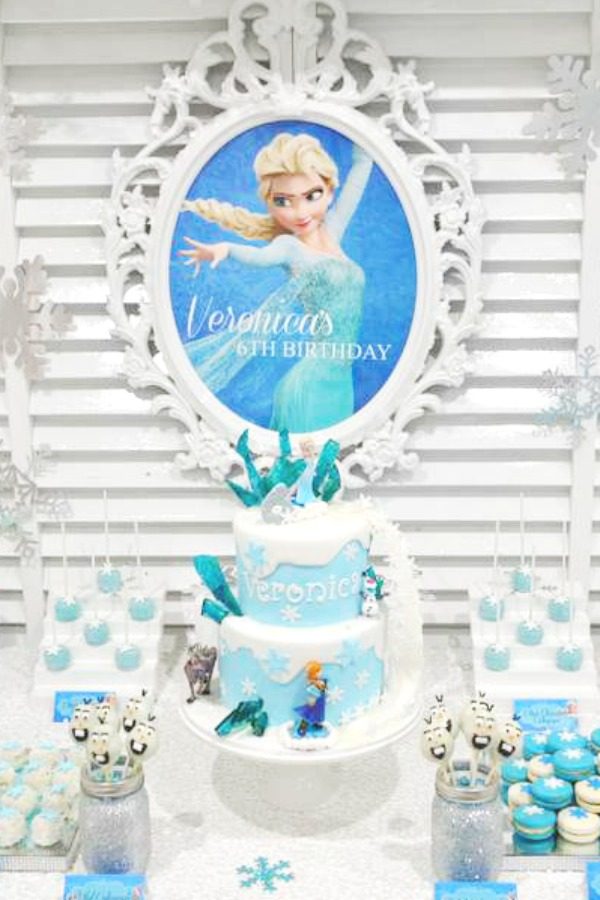 Elsa's Ice and Snow Frozen Dessert Table