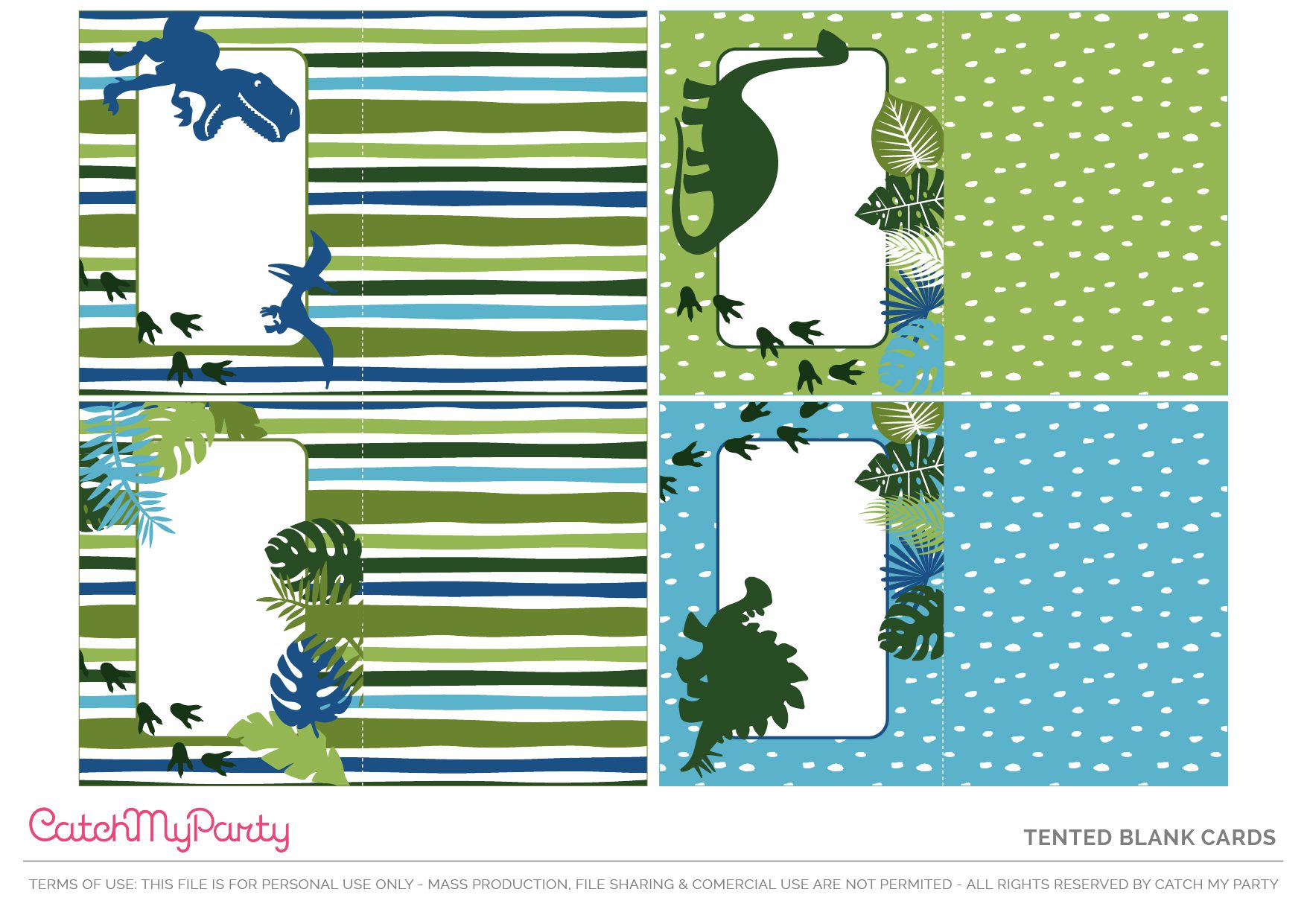 Download These Free Dinosaur Party Printables - Blank Tented Cards