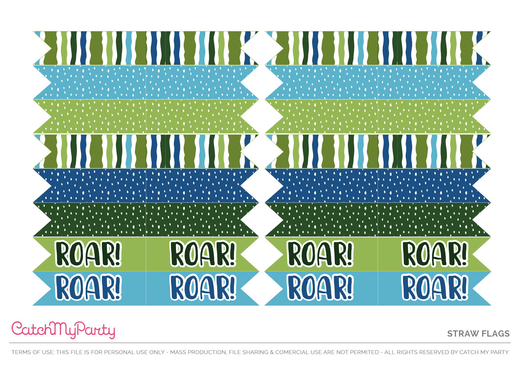 Download These Free Dinosaur Party Printables - Straw Flags