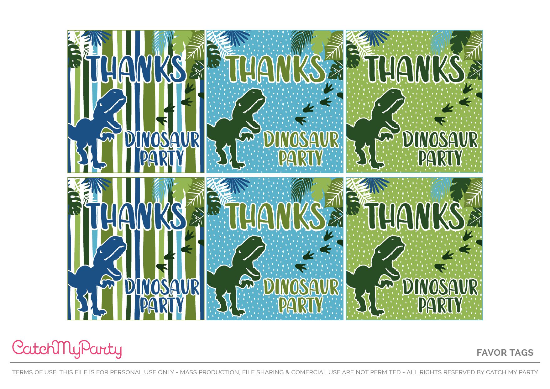Download These Free Dinosaur Party Printables - Party Favor Tags