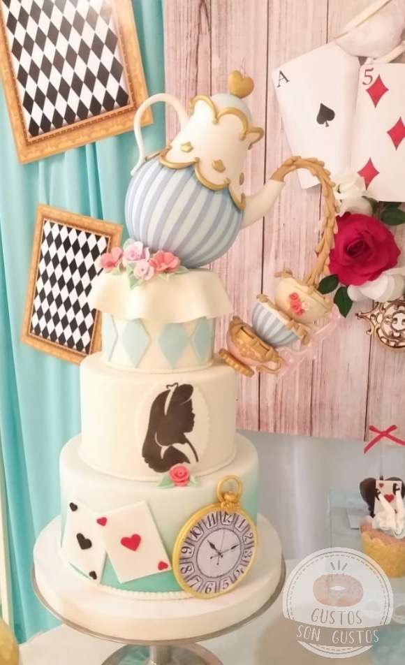 Exquiste Alice in Wonderland inspired birthday cake