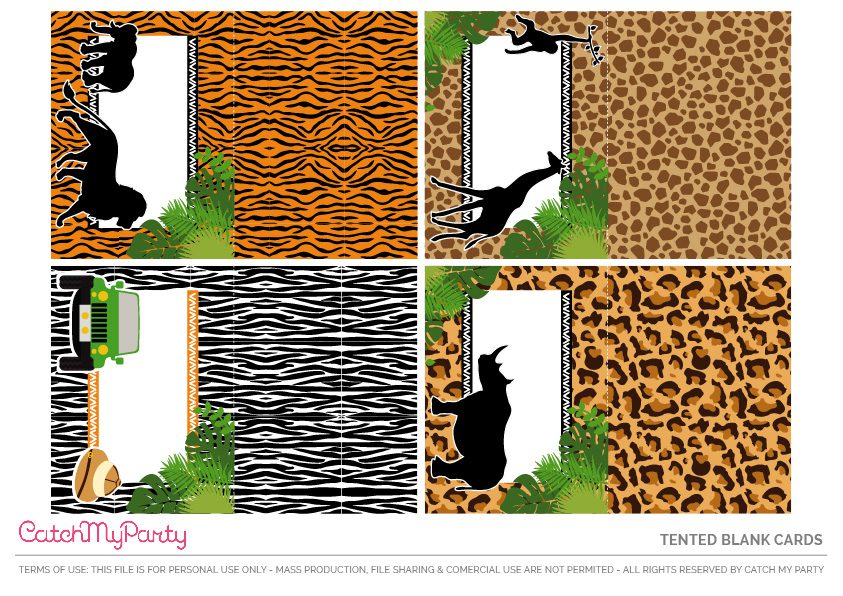 Download These Free Jungle Safari Printables Now - Blank Tented Cards