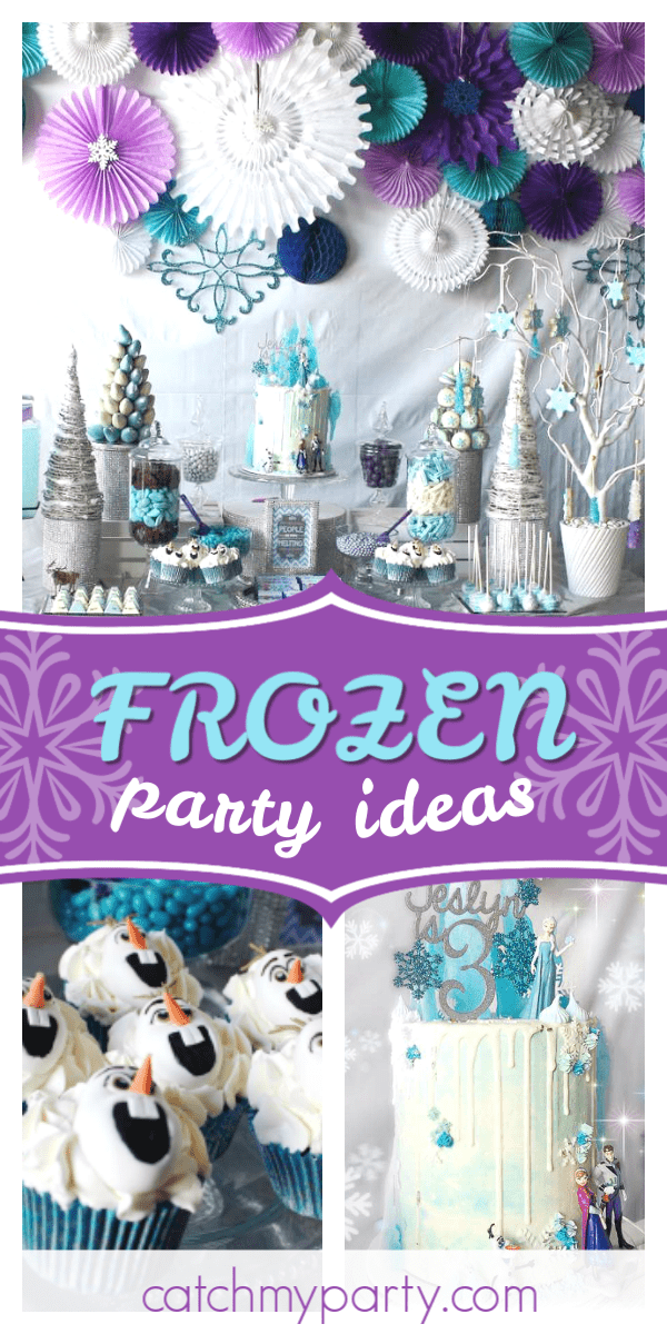 Collage of a Frozen Snowflake Birthday Party